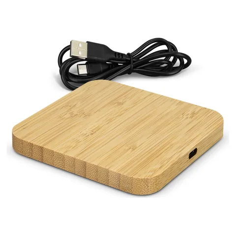 NATURA Bamboo Wireless Fast Charging Hub in natural