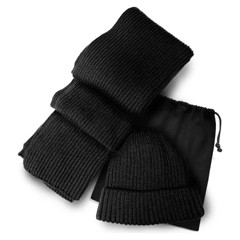 Denali Scarf and Beanie Set black