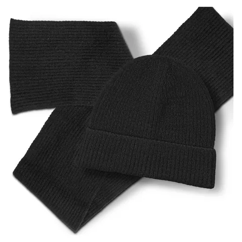 Avalanche Scarf and Beanie Set in black