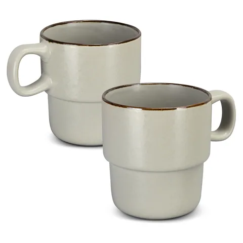 Keepsake Stackable Coffee Cup - Set of 2 in brown