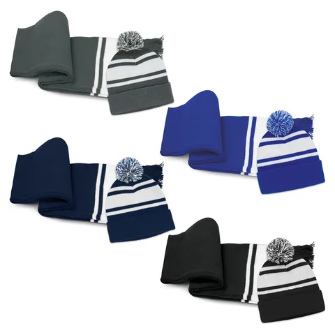 Commodore Scarf and Beanie with Pom Pom Set