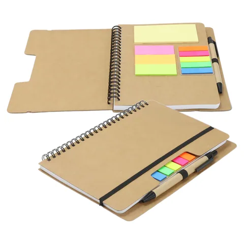 Kraft Notebook with Notes and Flags