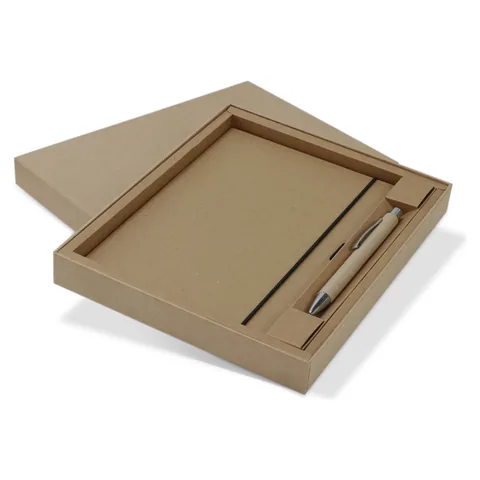 Kraft Notebook and Pen Gift Set in natural