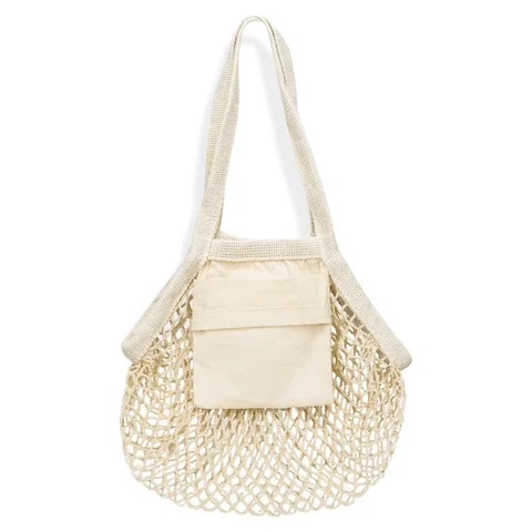 Cotton Mesh Foldaway Tote Bag - Small in natural