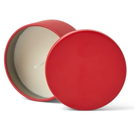 Mini Tin Candle Red open