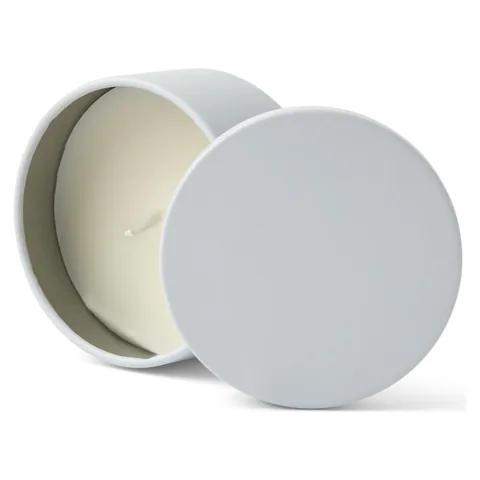 Mini Tin Candle White open