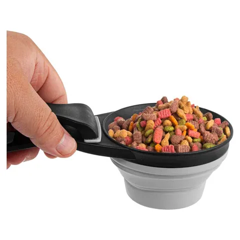 Collapsible Silicone Pet Food Scoop & Bag Clip