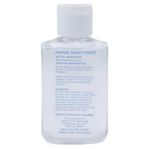 60ml Hand Sanitiser Gel - 75% ethyl-alcohol in Red