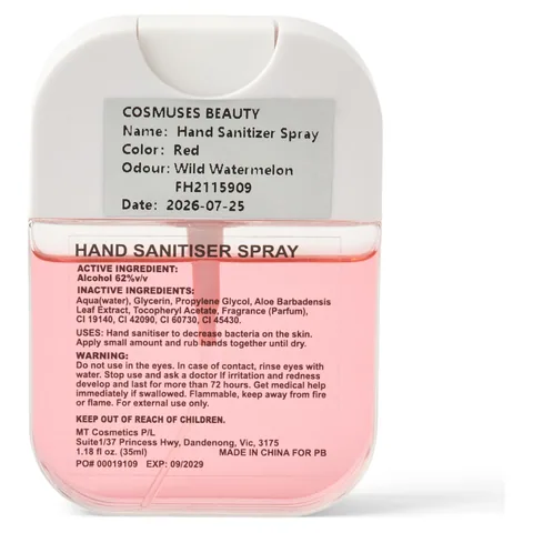 Scented 35ml Spray Sanitiser Red back