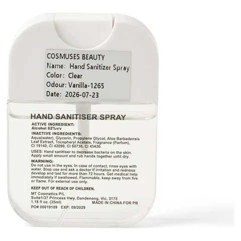Scented 35ml Spray Sanitiser White back