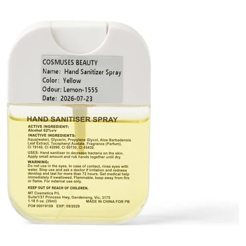 Scented 35ml Spray Sanitiser Yellow back