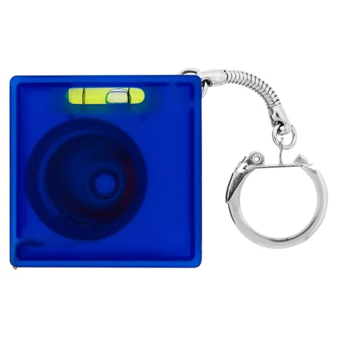 Tape Measure with Level Key Chain in Blue