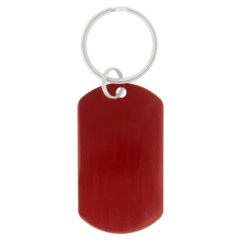 Red metal dog tag keyring