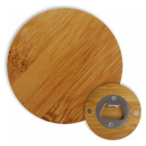 Round Bamboo Bottle Opener
