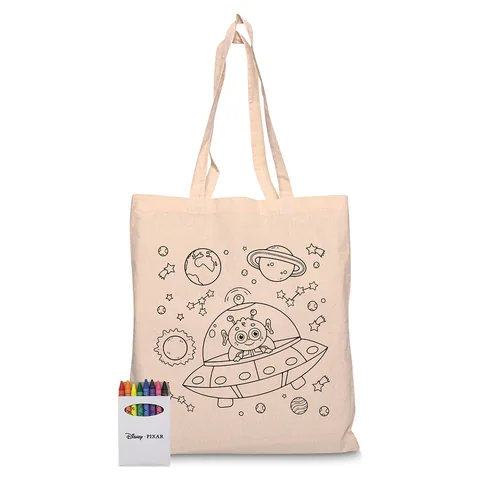 Squiggle Calico bag + Crayon set