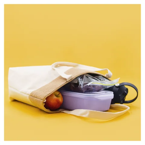 The Brooke Jute and Cotton Cooler Bag Full bag