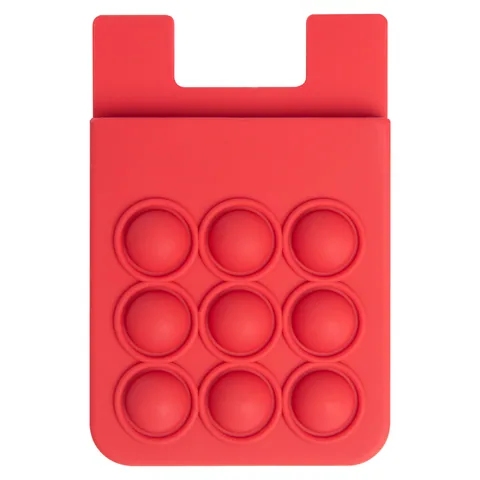 Popper Stress Reliever Silicone Phone Wallet Red