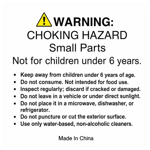 Jelly Cube Sensory Toy Warning label