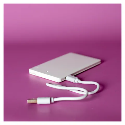 The Ultra Slim Power Bank (2,200 mAh) Plugged in